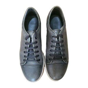Lanvin Low Top Sneaker Mens  9 Leather Taupe Gray Italy Quiet Luxury Minimalist